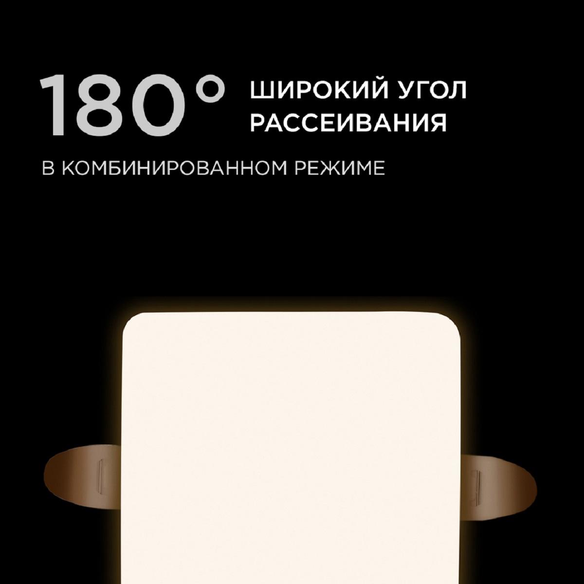 Панель светодиодная встраиваемая безрамочная FLP, 9Вт (6Вт+3Вт), 230В/50Гц, 770лм, 4000К, IP20, 90х9 - Фото 7