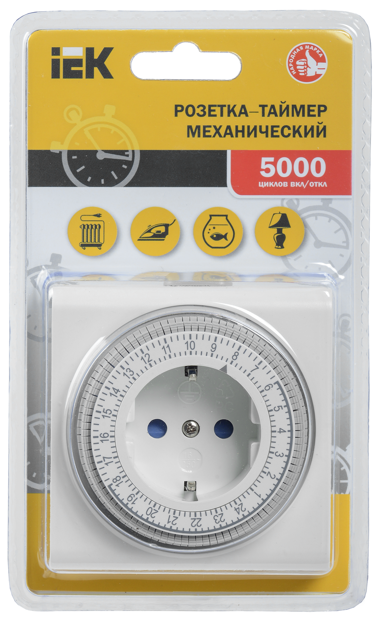 Розетка-таймер механический РТМ-3 15мин 24ч 96on/off 16А IP20 IEK - Фото 3