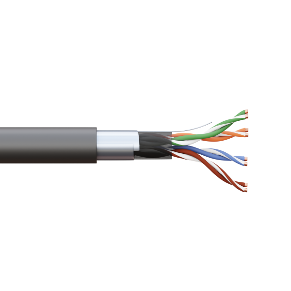 Витая пара TERACOM PRO Cat.5E F/UTP 4 п. solid внеш. 24AWG LDPE черн. (305м)