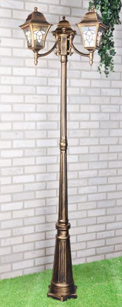Светильник уличный трехрожковый на столбе IP44 Altair F/3 черное золото Elektrostandard