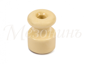 Изолятор фарфоровый для наружного монтажа витой электропроводки, D18,5х24мм, цвет -слоновая кость, Т
