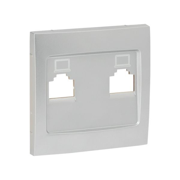 Валенсия лиц. панель розетки RJ-45 2-местная сталь EKF