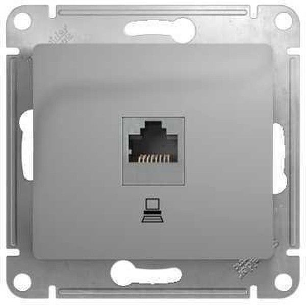 Розетка компьютерная 1-м СП Glossa RJ45 кат.5E механизм алюм. SE GSL000381K