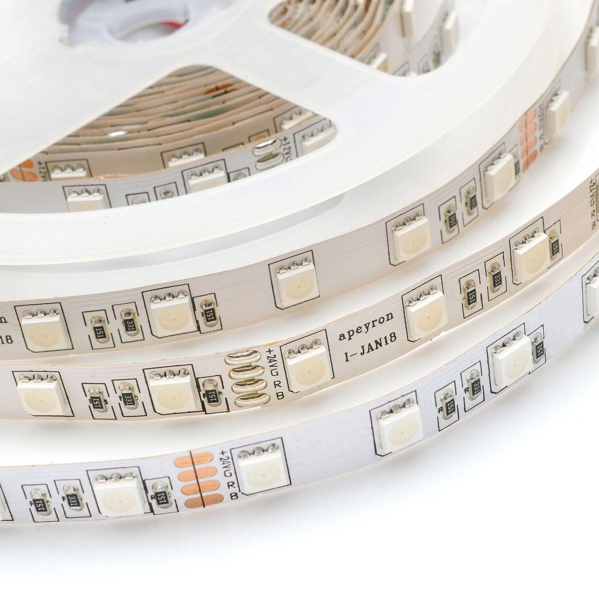 Светодиодная лента 24В, 14,4Вт/м, smd5050, 60д/м, IP20, ширина подложки 10мм, 5м, RGB. - Фото 3