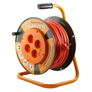 Удлинитель силовой на катушке GLANZEN 4 гн. ПВС 2х1,5 арт. EB-50-006 - Фото 3
