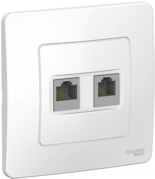 Розетка компьютерная + телефонная 2-м СП Blanca RJ45 кат.5E + RJ11 бел. SE BLNIS045111 - Фото 2