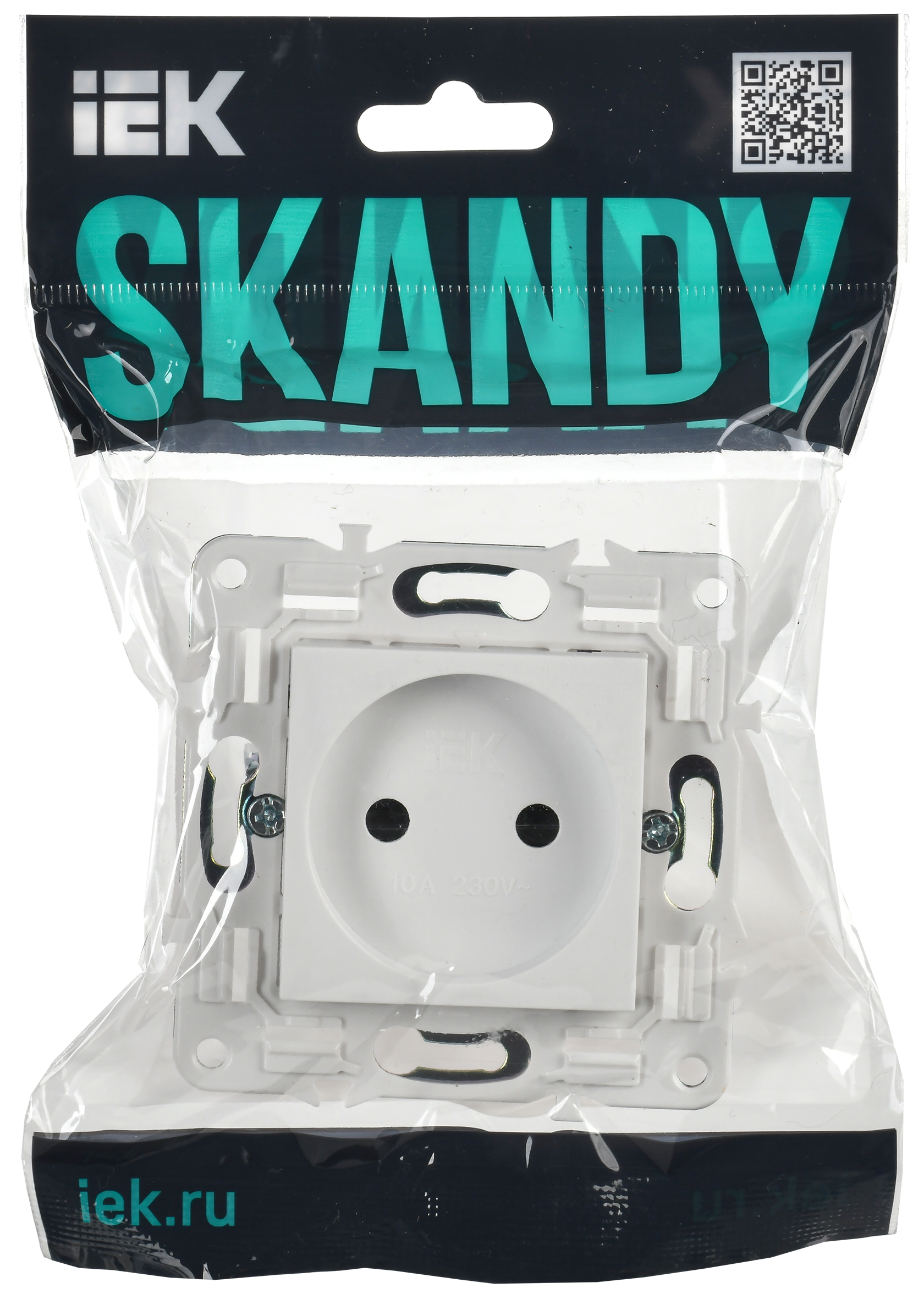 SKANDY Розетка без заземления с защитными шторками 10А SK-R01W арктический белый IEK - Фото 2