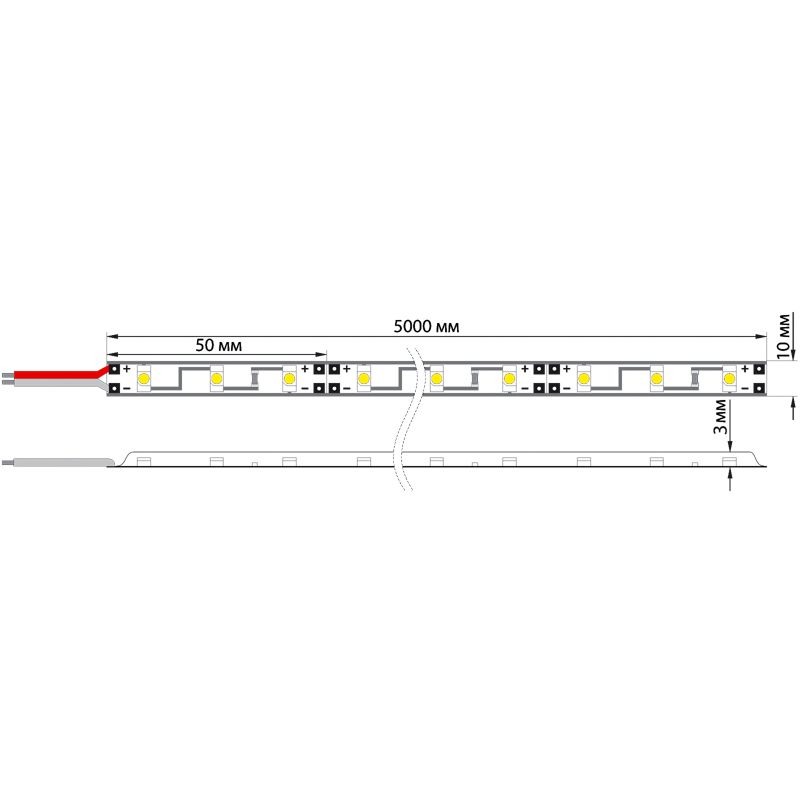 Лента светодиодная 12В, SMD5050, 14,4Вт/м, 60 LED/м, 3000К, 10мм, 5м, IP65 LAMPER - Фото 4