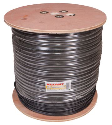 Кабель коаксиальный магистральный RG-11U, 75Ом, CCS/Al/Al 83% + ТРОС 1, 305м, OUTDOOR, черный REXANT - Фото 2