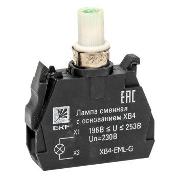 Лампа сменная c основанием XB4 зеленая 230В