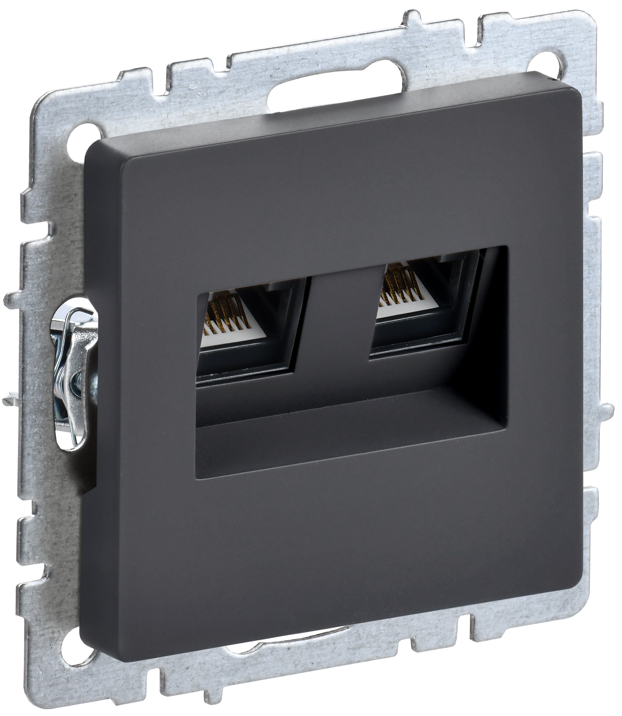 BRITE Розетка компьютерная двойная RJ45 кат.5E РК10-2-БрГ графит IEK