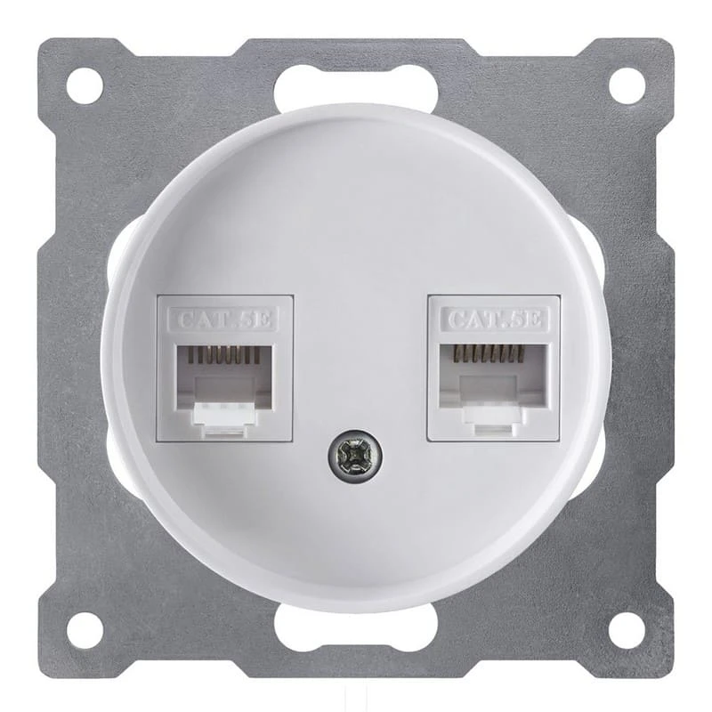 Розетка двойная компьютерная RJ45 кат.5e, цвет белый Florence