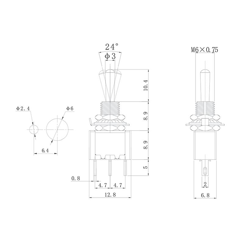 Тумблер 250V 3А (3c) ON-OFF-ON однополюсный Micro (MTS-103) REXANT - Фото 2