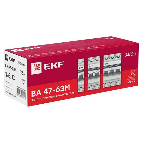 Авт. выкл. 3P 63А (C) 6кА ВА 47-63M без тепл. расцепит. EKF PROxima