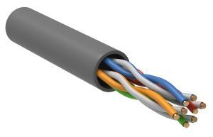 Кабель витая пара U/UTP кат.5E 100МГц 4 пары PVC INDOOR 1м серый GENERICA BC1-C5E04-111-305-G