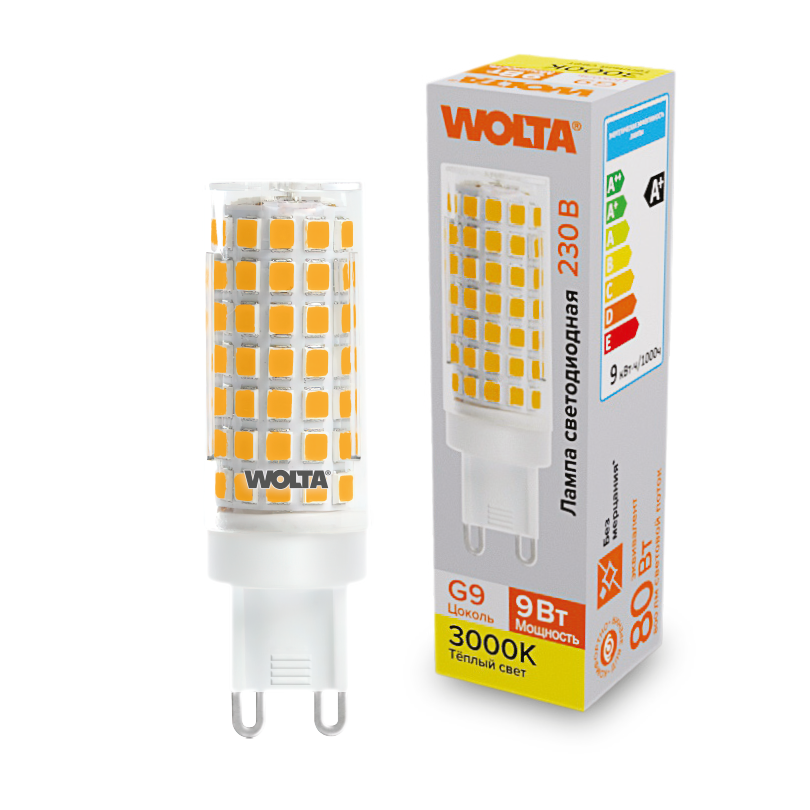 Светодиодная лампа WOLTA WSTD-JCD-9W3KG9-C 9Вт 3000K G9