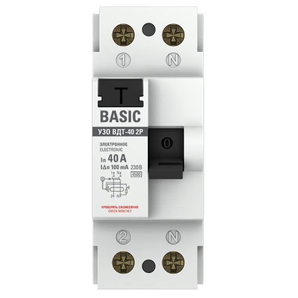 УЗО 2P 40А 100мА тип АС эл. Basic - Фото 5