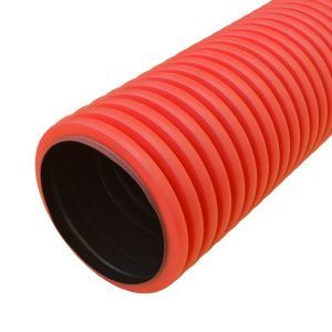 Труба двустенная гофр. ПНД/ПВД д.160 красная (25м)