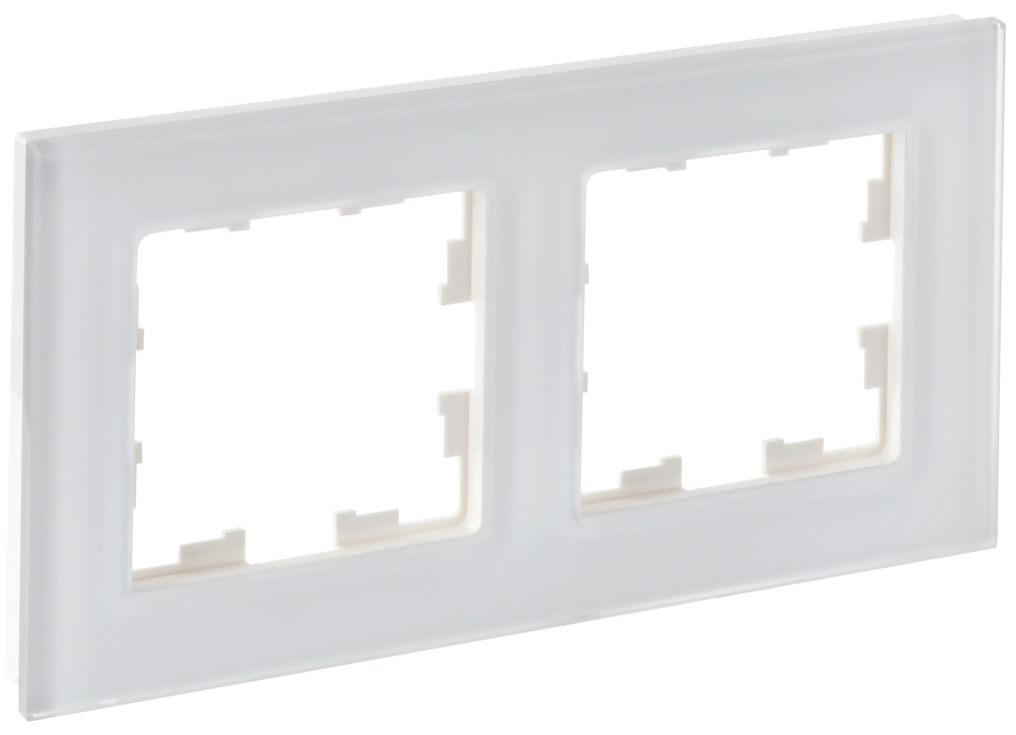 BRITE Рамка 2-местная РУ-2-2-Бр стекло белый матовый IEK