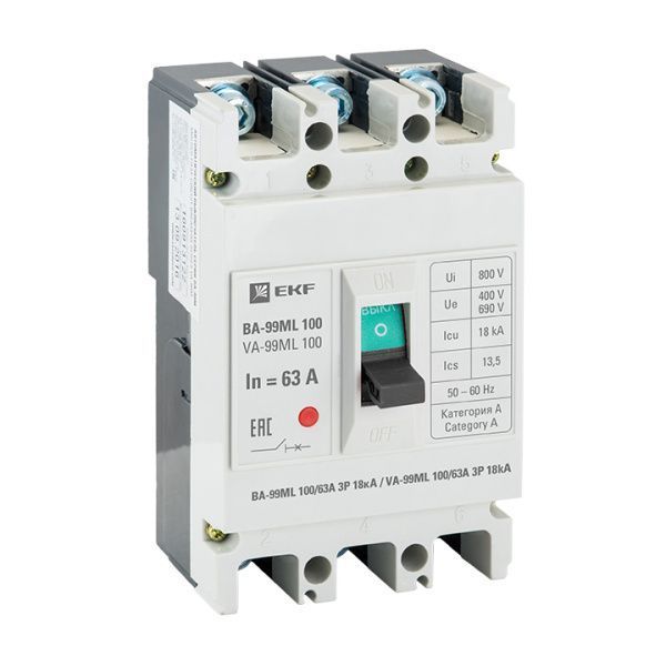ВА-99МL  100/63А 3P 18кА EKF Basic - Фото 3