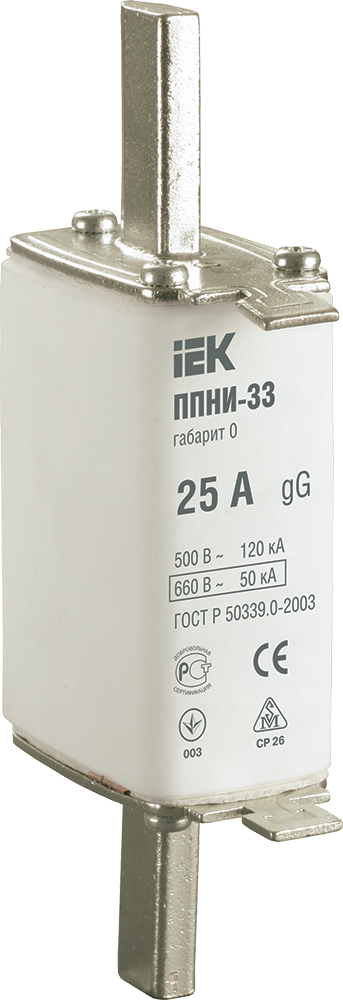 Плавкая вставка предохранителя ППНИ-33 габарит 0 25А IEK