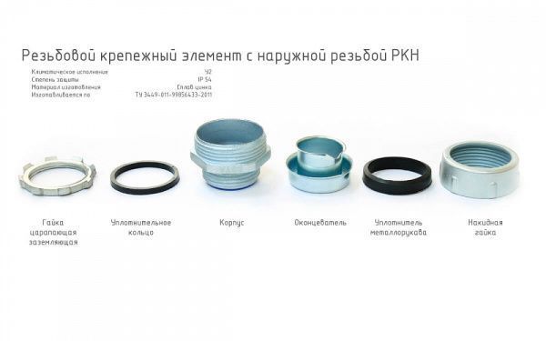 Резьбовой крепежный элемент с наружной резьбой РКН-15 У2 IP54 ГОФРОМАТИК (ЗЭТАРУС)
