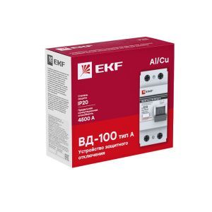 УЗО ВД-100 2P 63А 100мА тип (А) эл. EKF PROxima