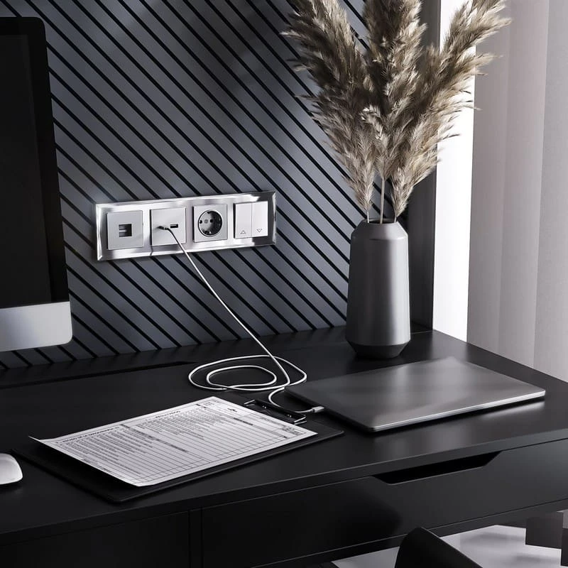 Розетка USB тип A+С (серебряный) Werkel - Фото 3
