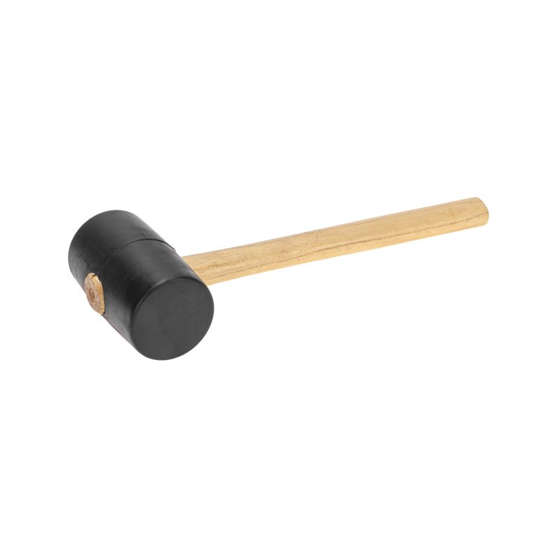 Киянка резиновая 680 г, черная резина, деревянная рукоятка KRANZ KR-12-8144