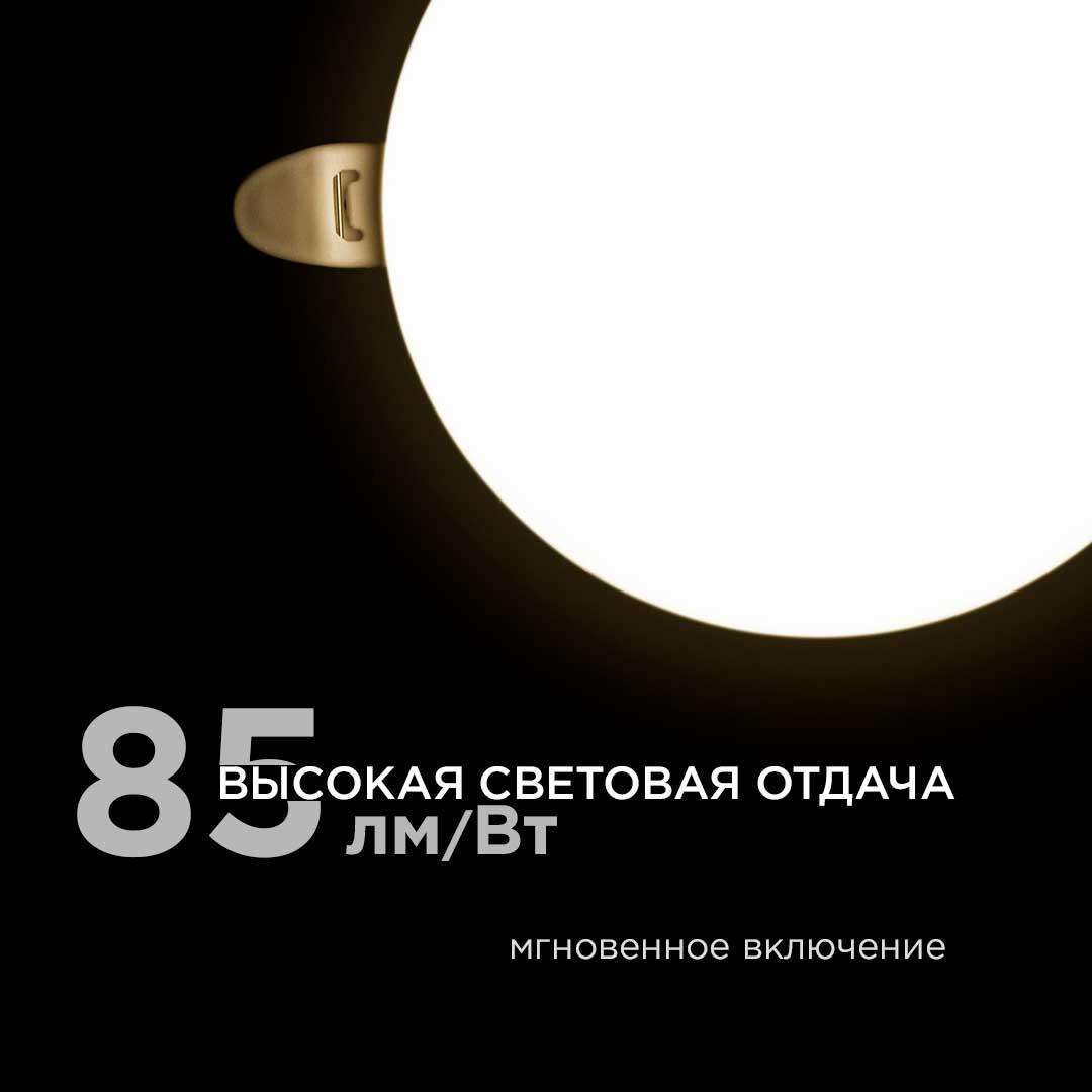 Панель светодиодная встраиваемая безрамочная FLP, 12Вт (8Вт+4Вт), 230В/50Гц, 1020лм, 4000К, IP20, ø1 - Фото 9