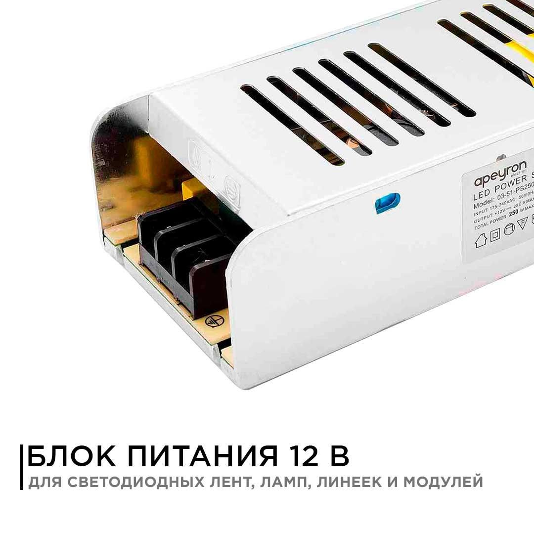 Блок питания 12В, 250 Вт, IP20, 20,83 А - Фото 11