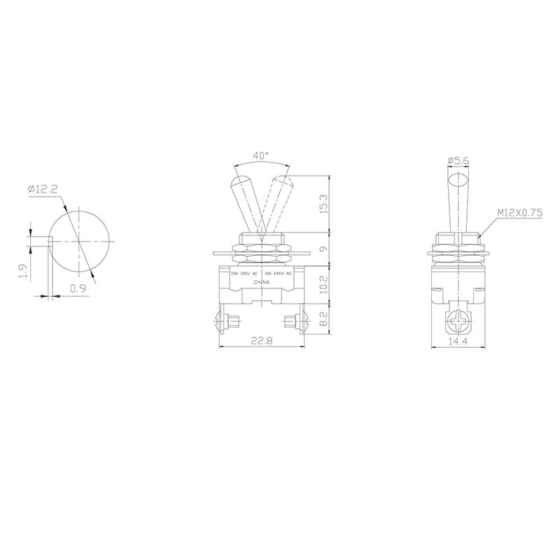 Тумблер 250V 10А (2c) ON-OFF однополюсный Mini (ASW-23) REXANT - Фото 2