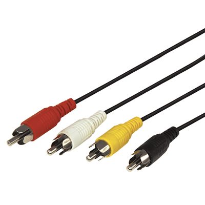 Шнур 4 RCA - 4 RCA, 3м, черный REXANT 17-0304