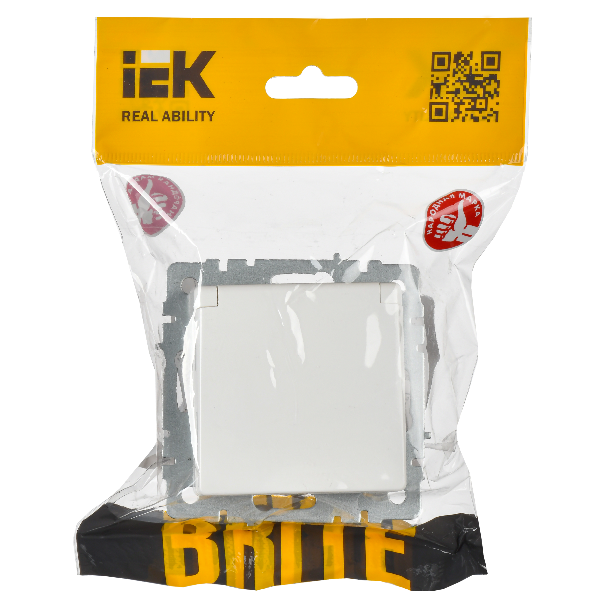 BRITE Розетка 1-местная с заземлением с защитными шторками и крышкой 16А IP44 РСбш10-3-44-БрБ белый IEK - Фото 7