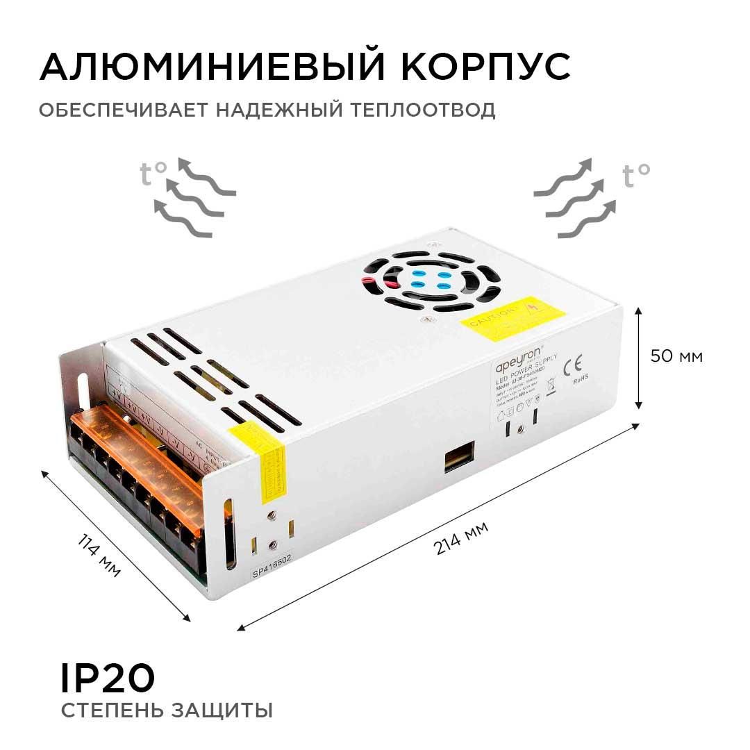 Блок питания 12В, 400 Вт, IP20, 33,3 А - Фото 5