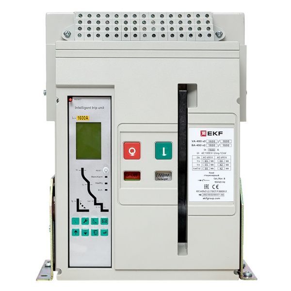 ВА-450 1600/1000А 3P 65кА стац., гориз., ETU(220В AC) LCD ModBus-RTU, мп/нр/вкл.к.(220В AC), ав/доп. 1CO/2NO+4CO