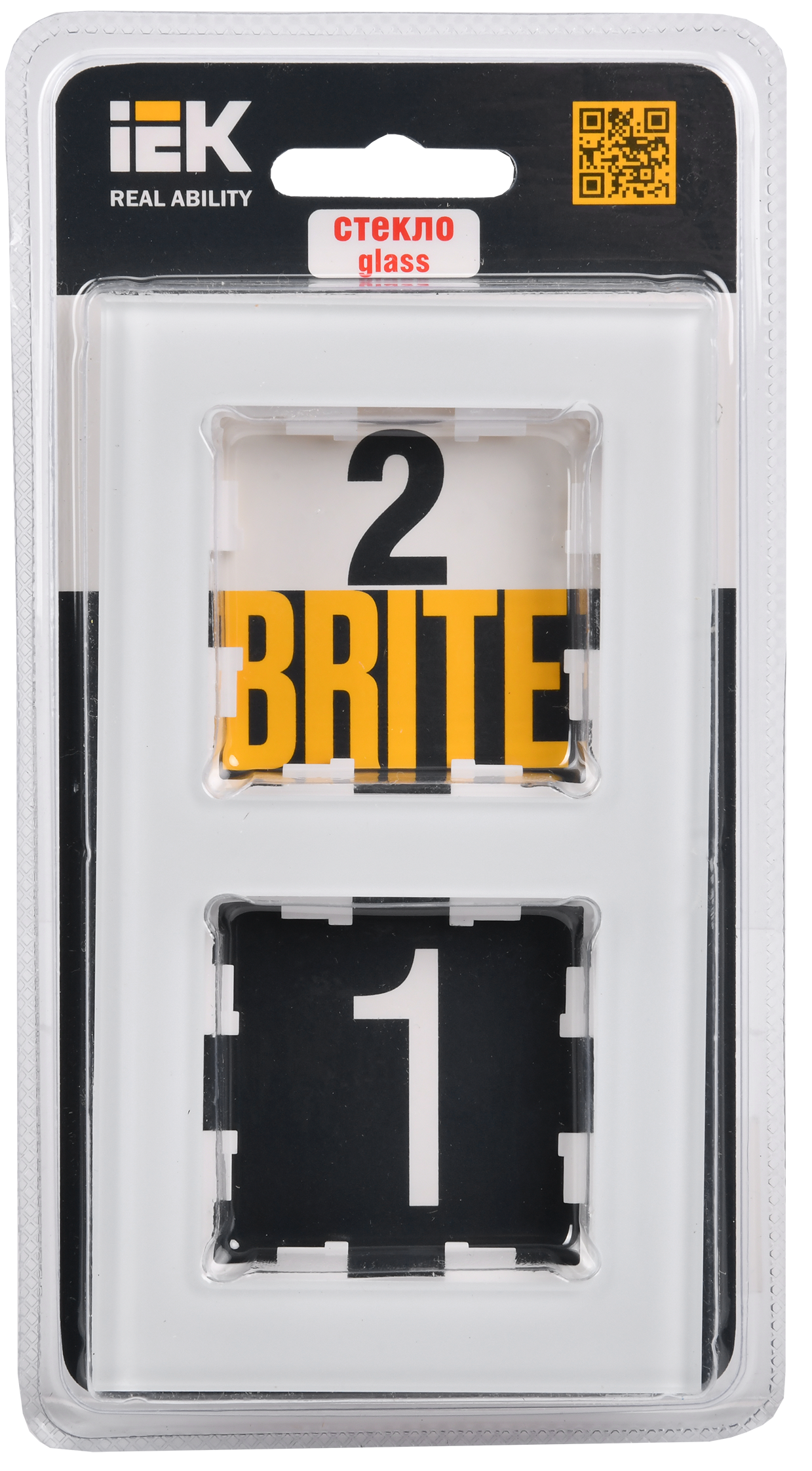 BRITE Рамка 2 -местная РУ-2-2-БрБ стекло белый IEK - Фото 2