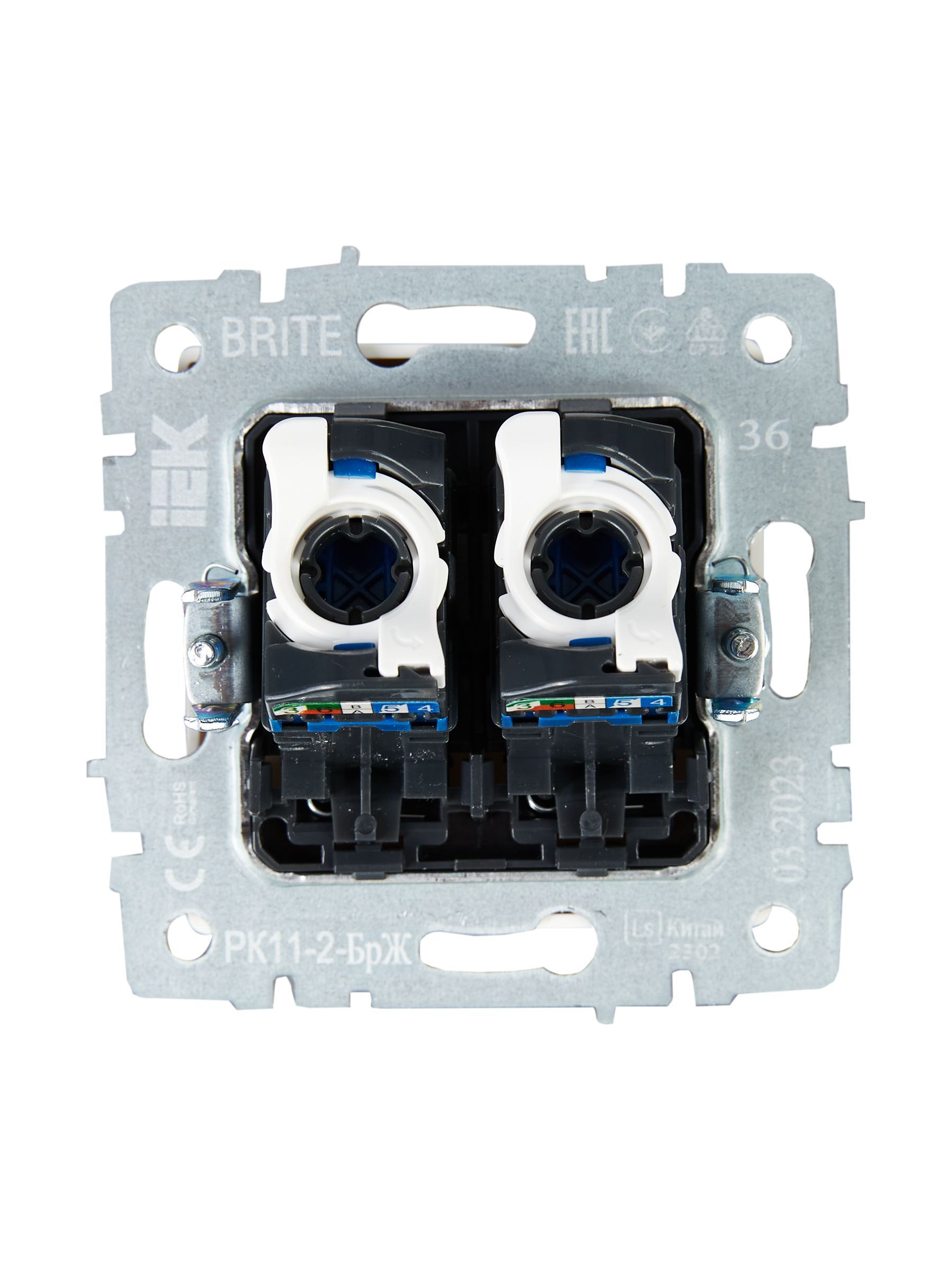BRITE Розетка компьютерная двойная RJ45 кат.6 РК11-2-БрЖ жемчуг IEK - Фото 5