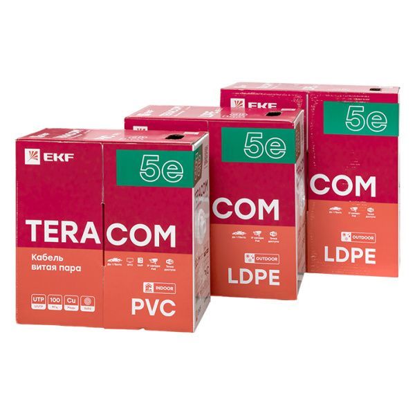 Витая пара TERACOM Cat.5E U/UTP 4 п. solid PVC сер. (305м) - Фото 6