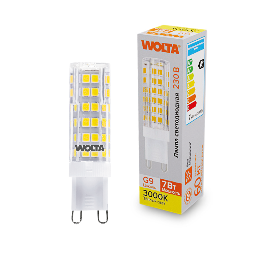 Светодиодная лампа WOLTA WSTD-JCD-7W3KG9-C 7Вт 3000K G9