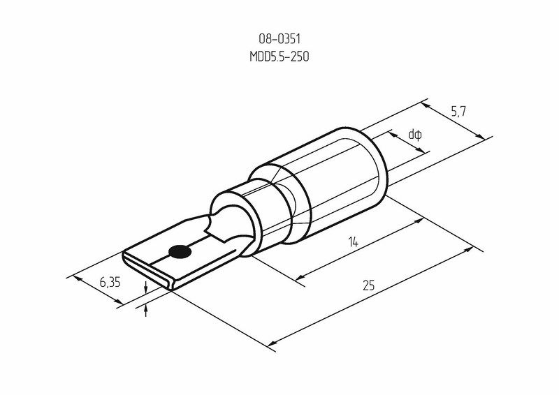 Клемма плоская изолированная РПи-п 6.0-(6.3)/РпИп 5-6-0,8 штекер 6.3 мм 4-6 мм² желтая REXANT - Фото 3