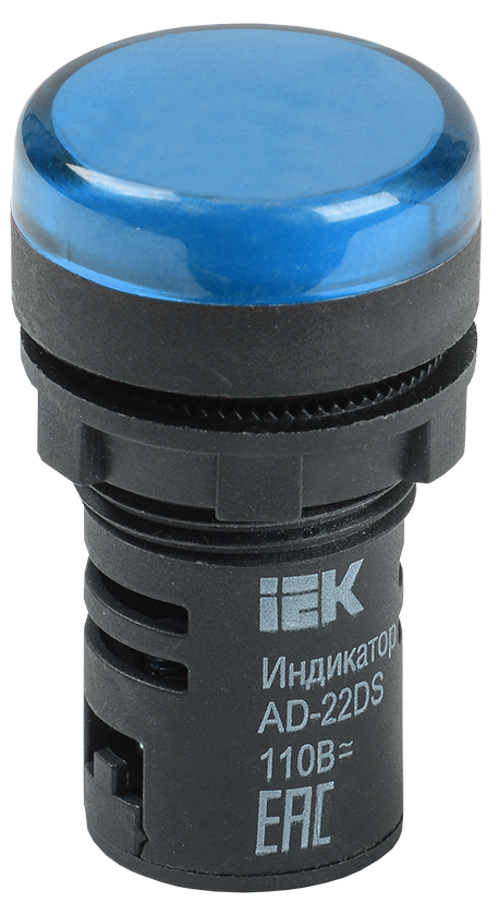 Лампа AD22DS(LED)матрица d=22мм синий 24В AC/DC IEK