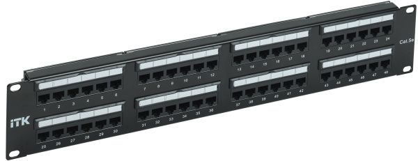 ITK 2U патч-панель кат.5E UTP 48 портов (Dual IDC) слайд лейбл
