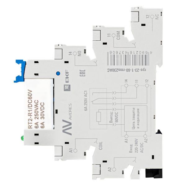 Реле промежуточное с розеткой в сборе РП slim 23/1 6A 230В AC - Фото 4