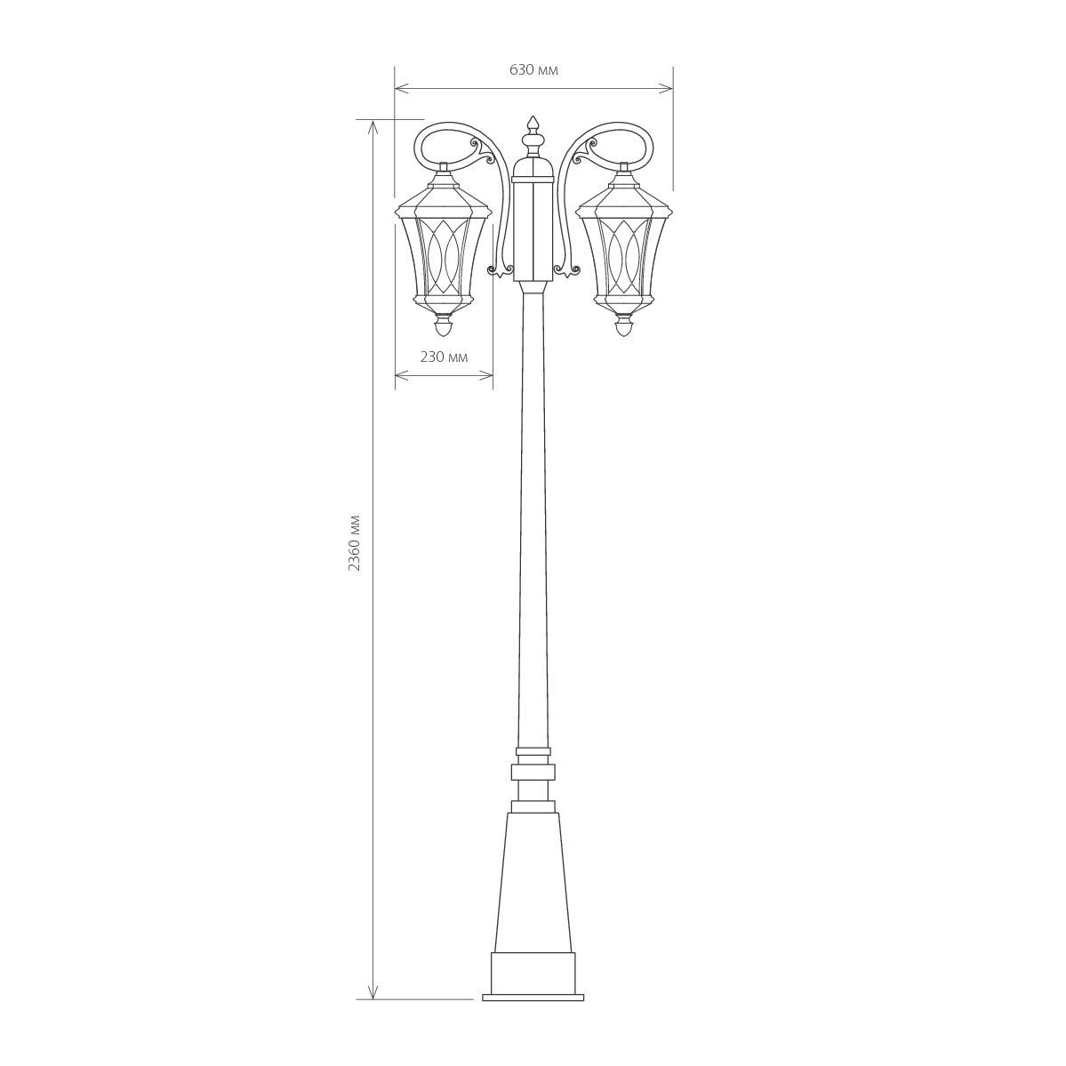 Светильник уличный двухрожковый на столбе IP44 Virgo F/2 капучино GLXT-1450F/2 Elektrostandard - Фото 5
