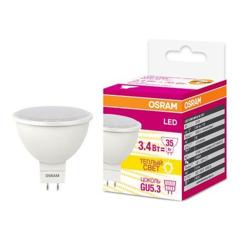 Лампа светодиодная  LED Star MR16, 300лм, 4Вт, 3000К, цоколь GU5 OSRAM