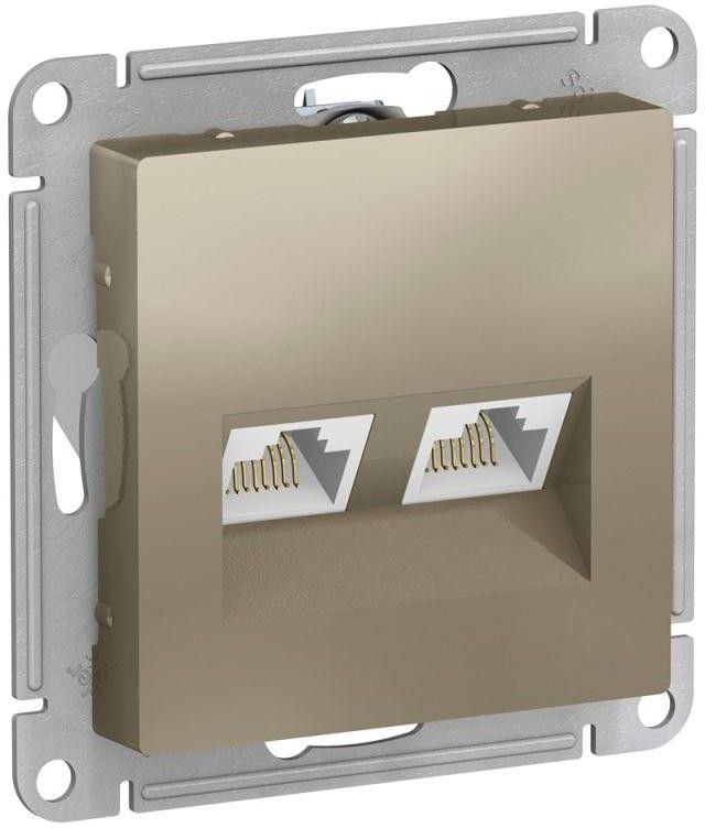 Розетка компьютерная 2-м AtlasDesign RJ45 кат.5E механизм шампань SE ATN000585
