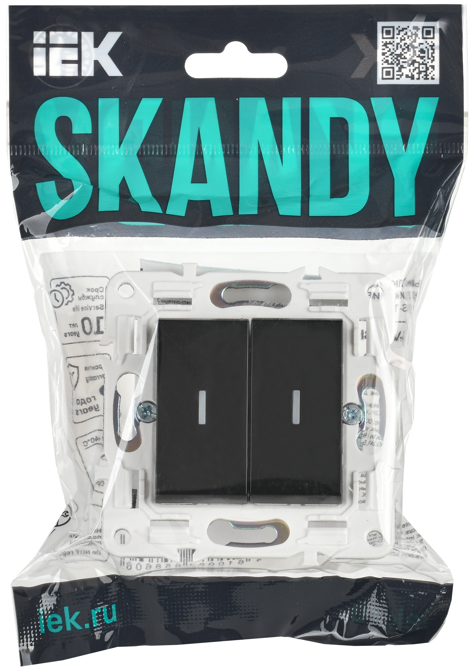 SKANDY Выключатель 2-клавишный с индикацией 10А SK-V09Bl черный IEK - Фото 2