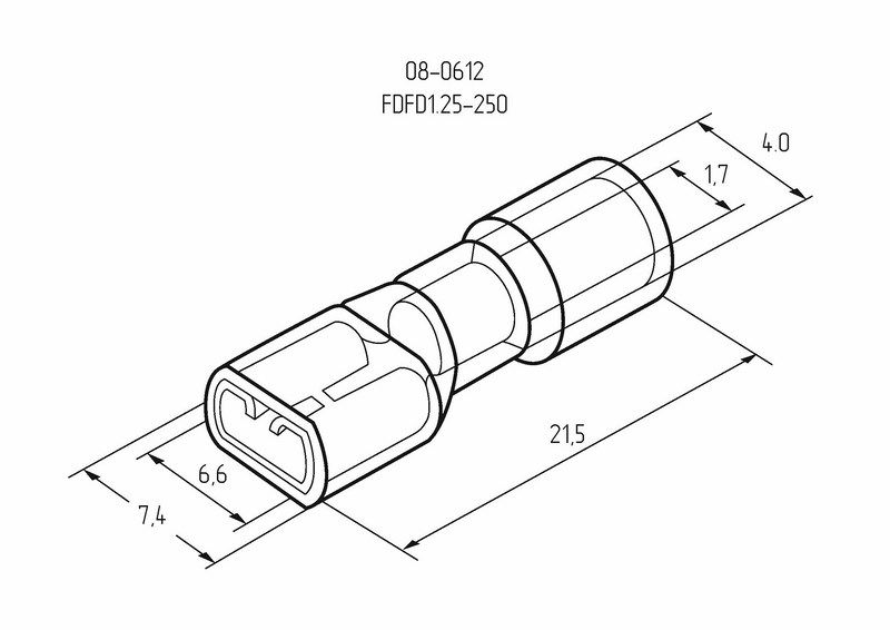 Клемма плоская полностью изолированная РППи-м 1.5-(6.3)/РпИмп 1,25-250 гнездо 6.6 мм 0.5-1.5 мм² REXANT - Фото 4
