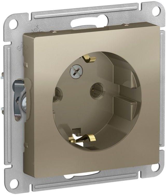 Розетка 1-м СП AtlasDesign 16А IP20 с заземл. механизм шампань SE ATN000543